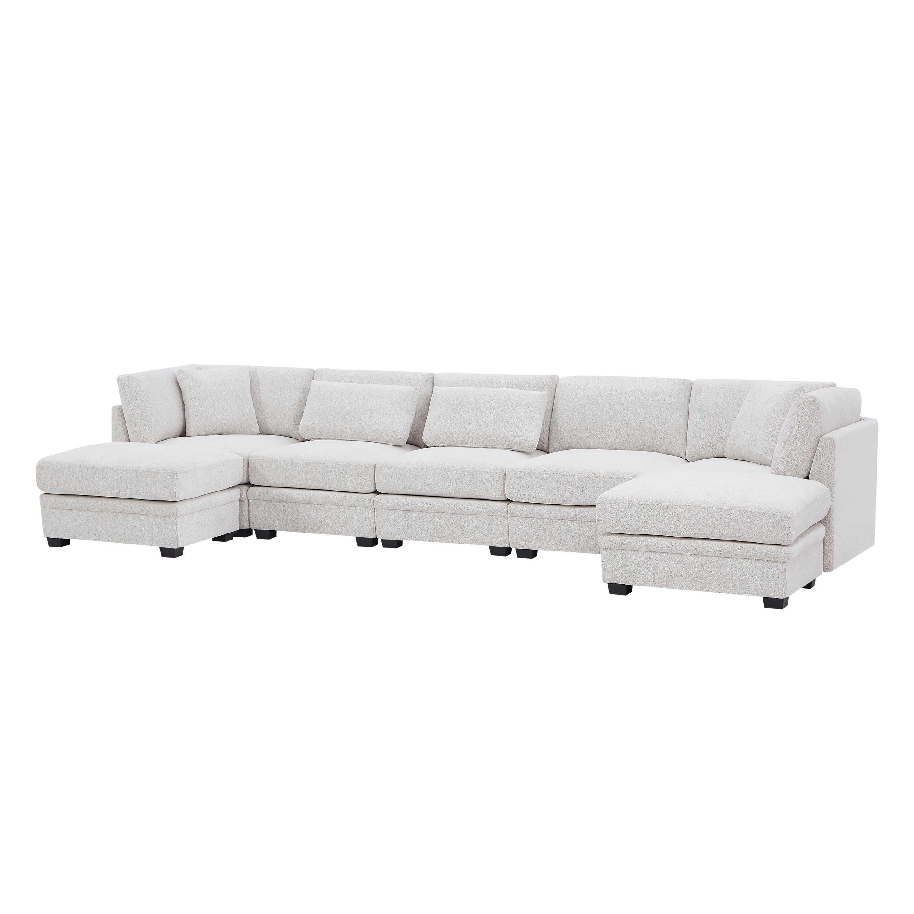 7-Piece Reversible Modular Corner Sectional Sofa - Beige