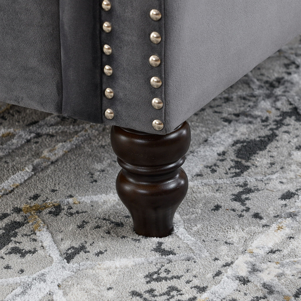 2 Seater Chesterfield Sofa With Rolled Arms And Nailhead Trim For Living Room
