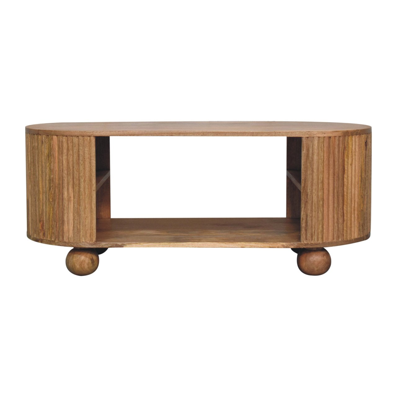 Solid Wood Soba Ball Coffee Table, Open Storage