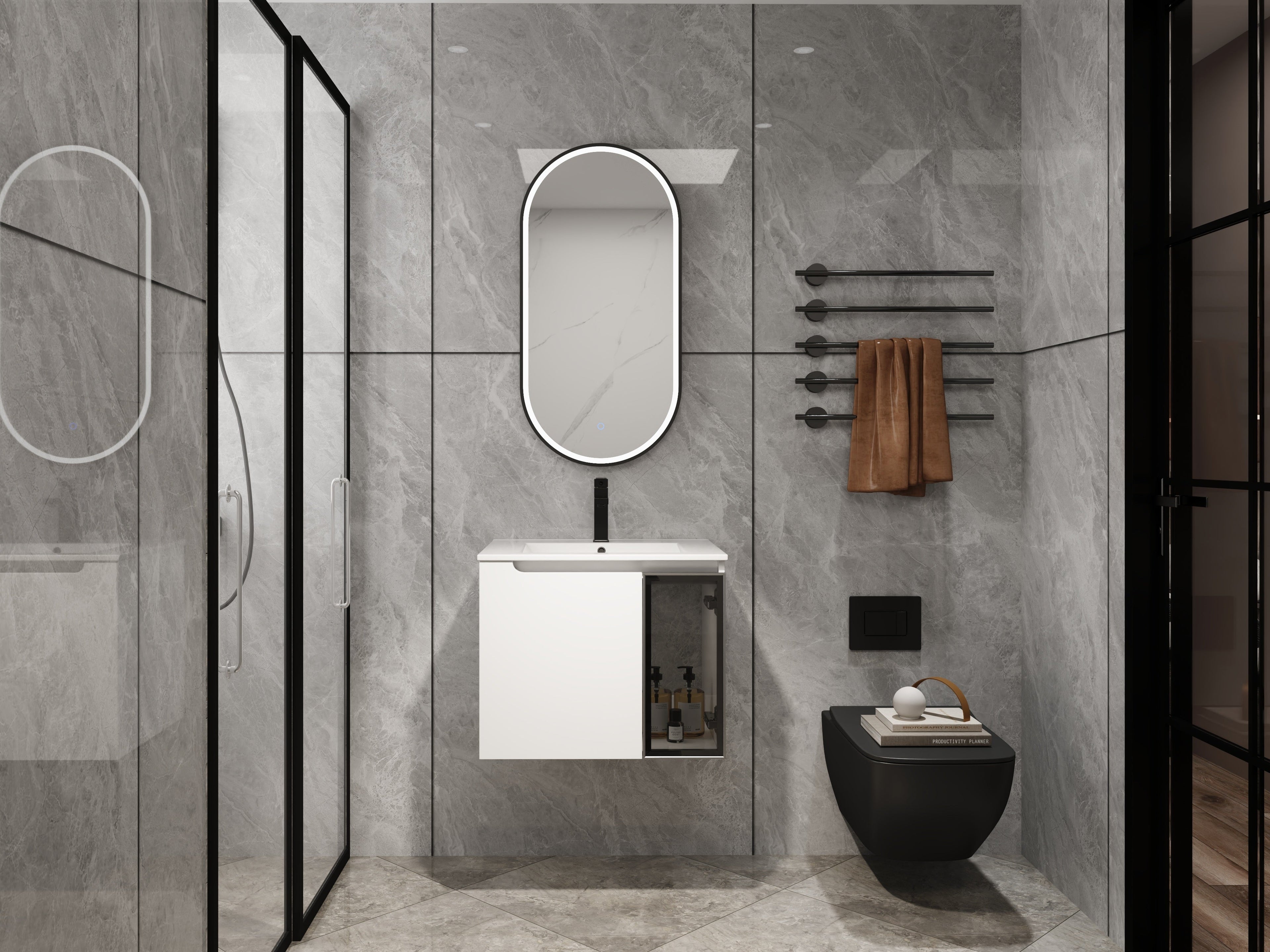 24" Wall-Mounted Bathroom Vanity With Ceramic Sink