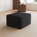 Black Plush Corduroy Sofa Ottoman - No Assembly Required