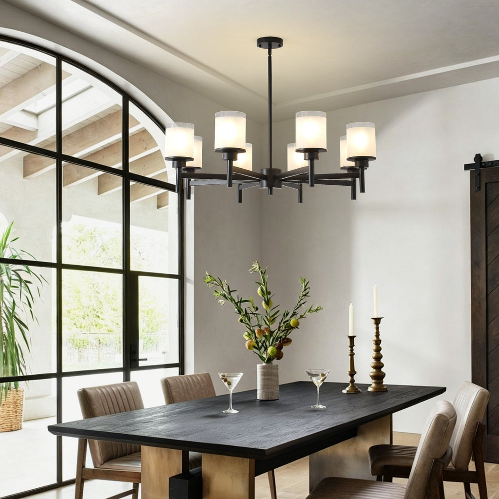 8-Light Frosted Glass Farmhouse Chandelier