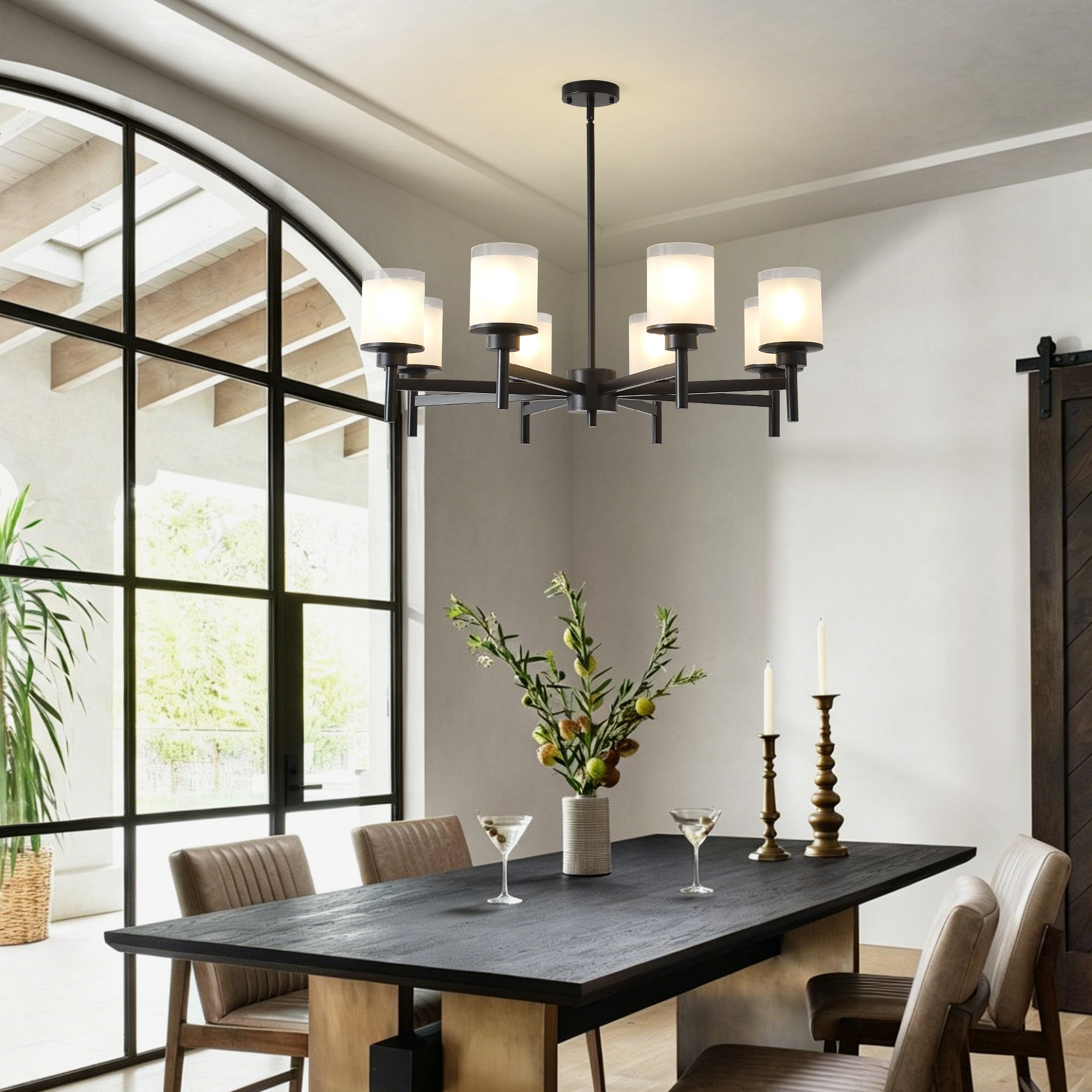 8-Light Frosted Glass Farmhouse Chandelier