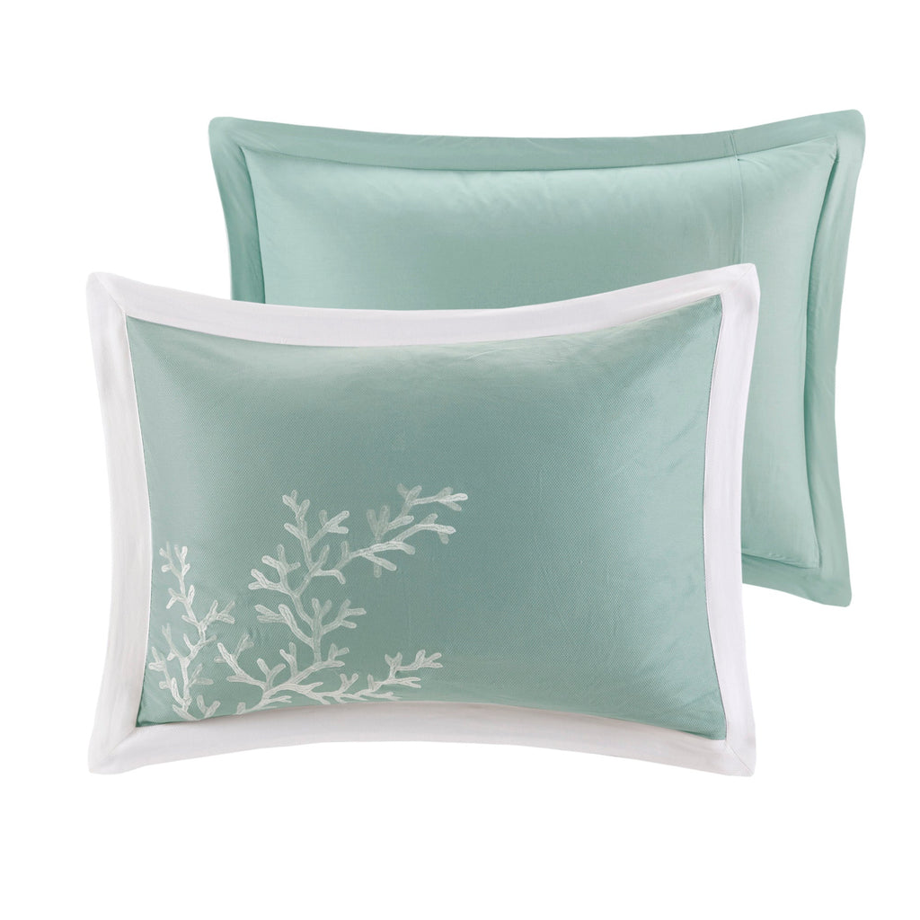 Oversized Cotton Jacquard Comforter Set Aqua Queen