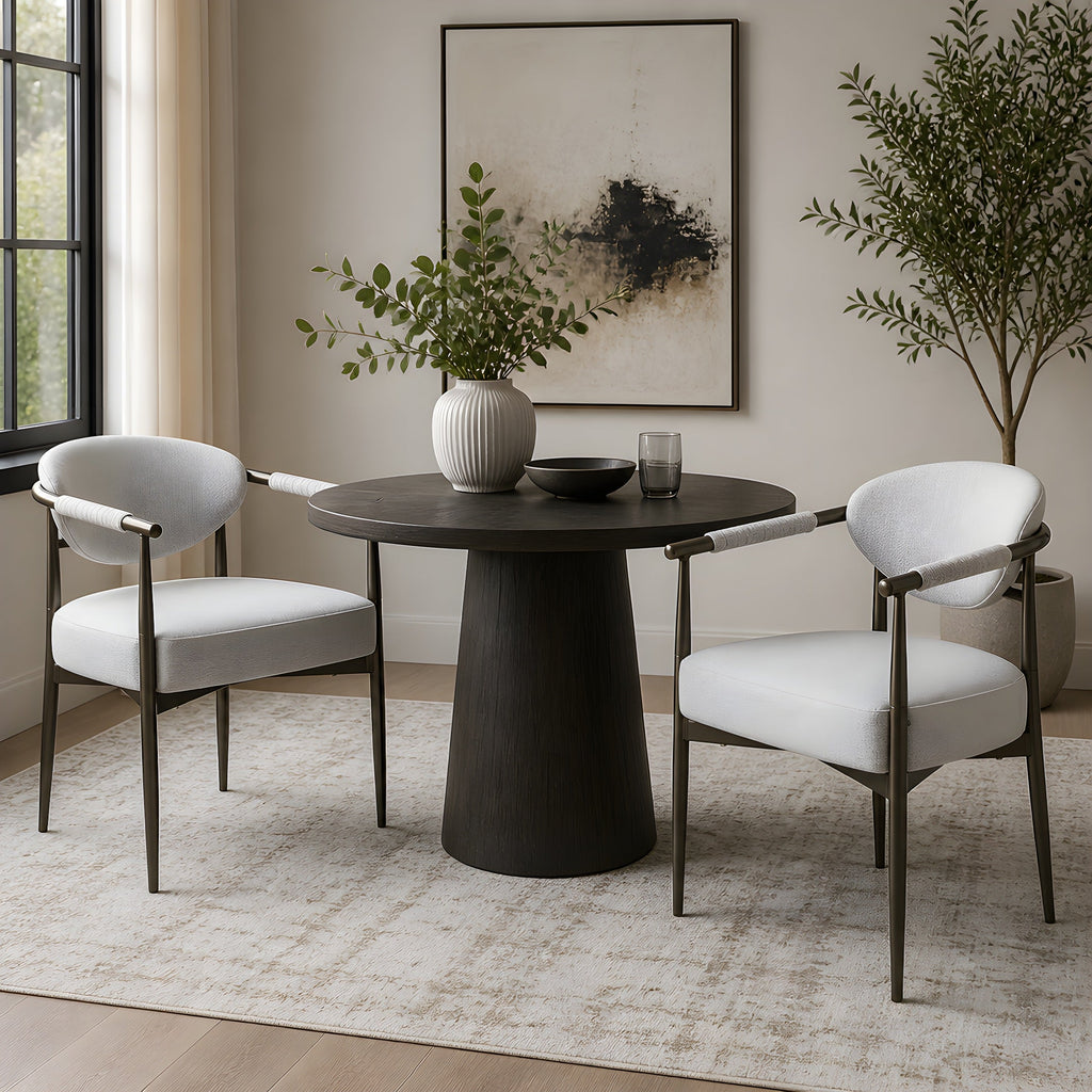 Modern Dining Chairs Set of 2 with Bronze Iron Frame