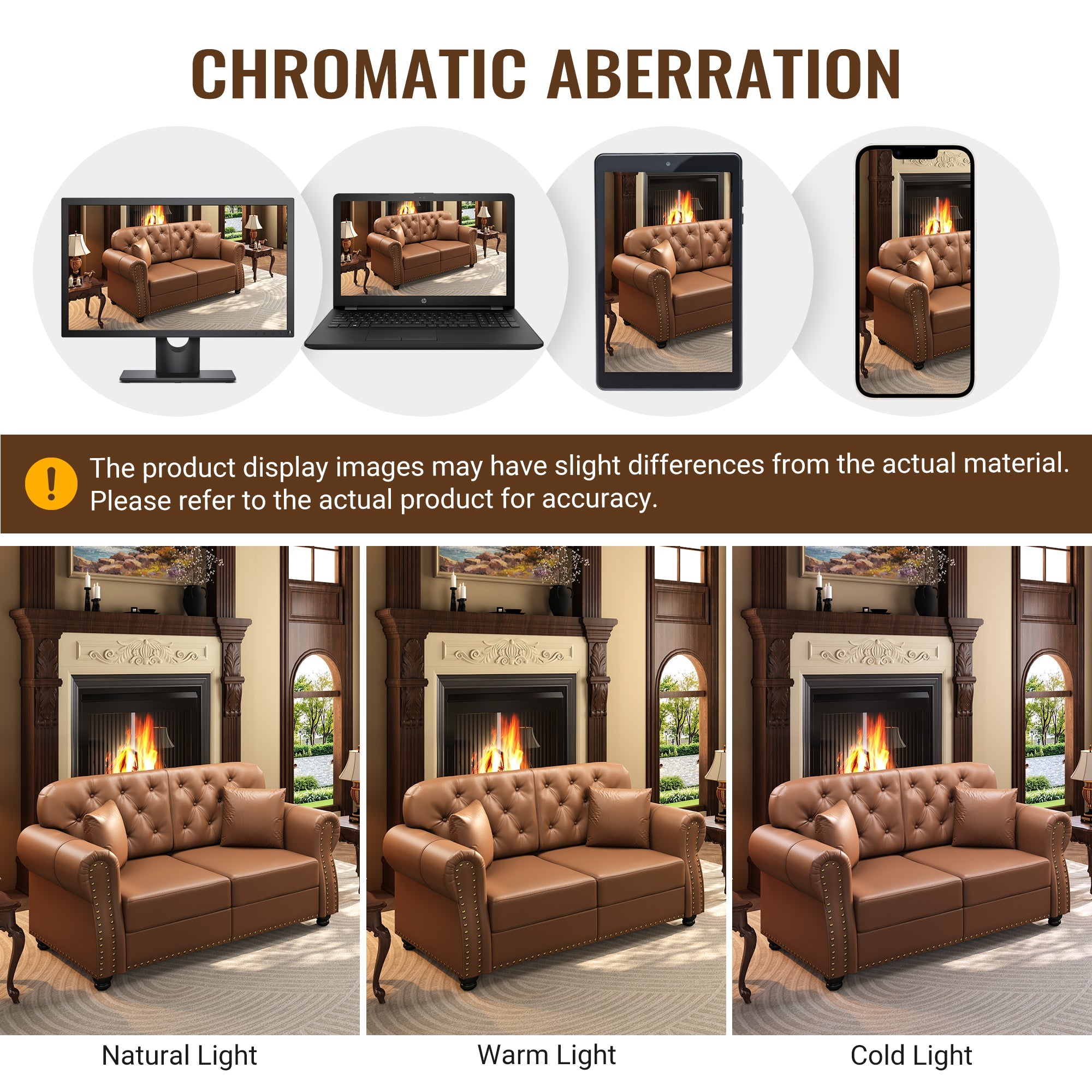 41.3" Upholstered Faux Leather Sofa with Nailhead Trim