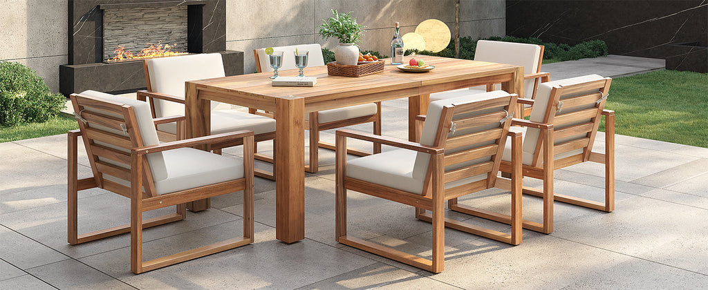 TREXM Patio Table and Chairs Set, 7-Piece Outdoor Dining Set for 6