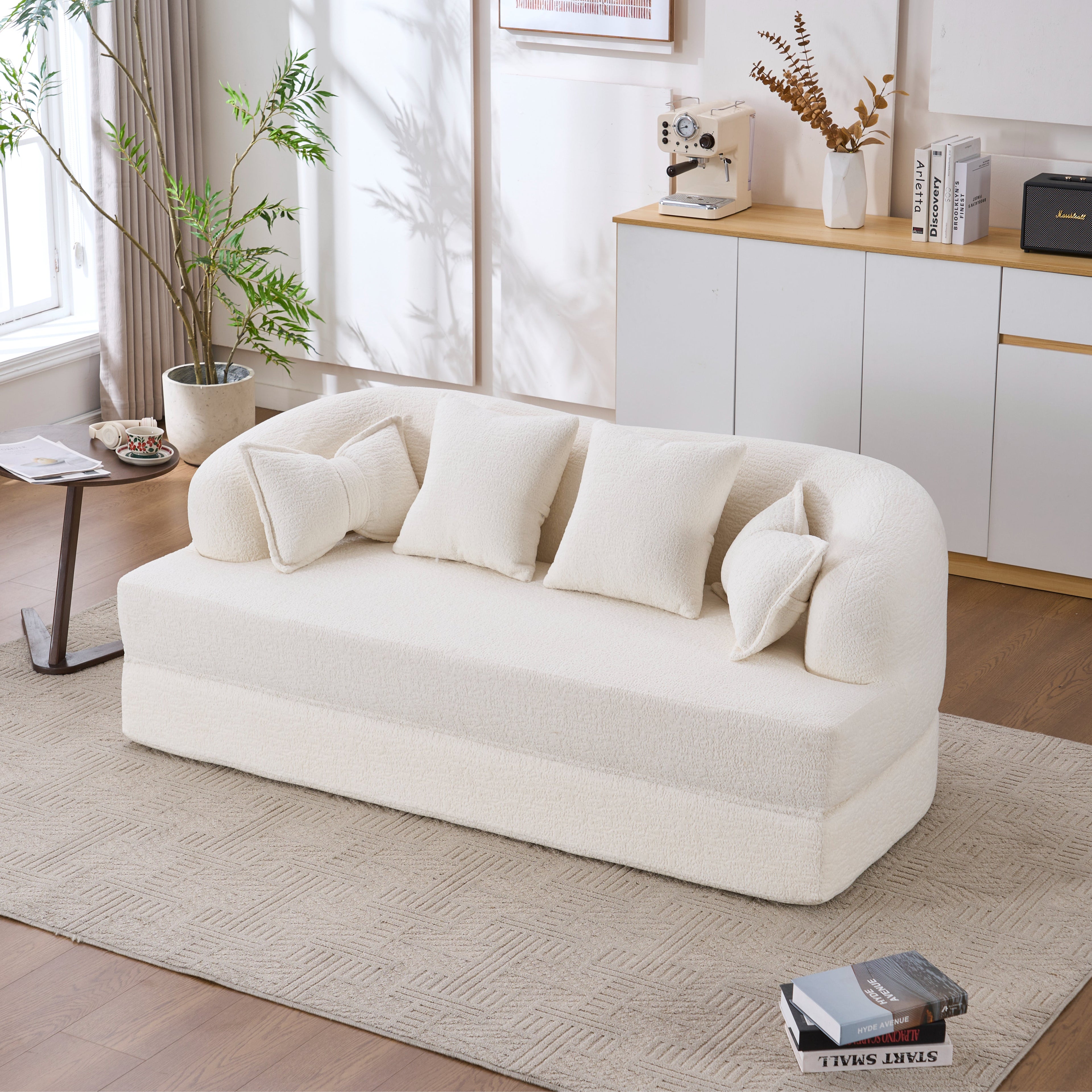2-in-1 Foldable Sofa Bed with 4 Pillows
