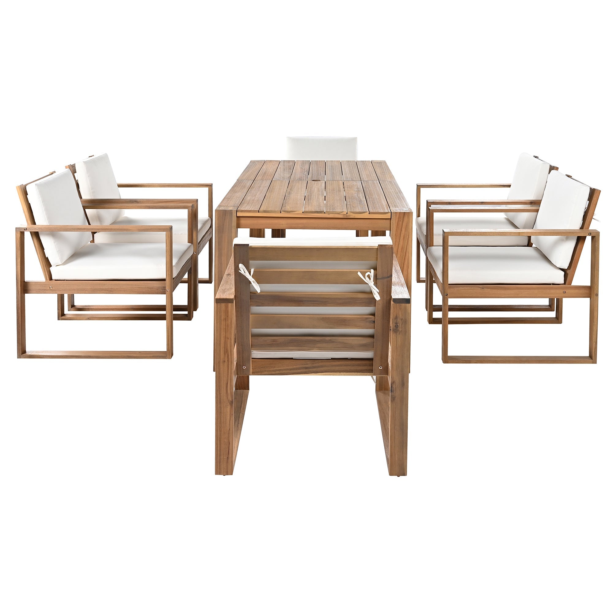 TREXM Patio Table and Chairs Set, 7-Piece Outdoor Dining Set for 6