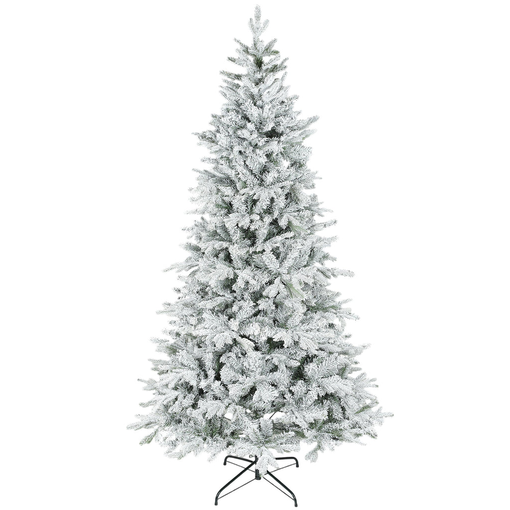 HOMCOM 7.5 ft Artificial Frosted Christmas Tree