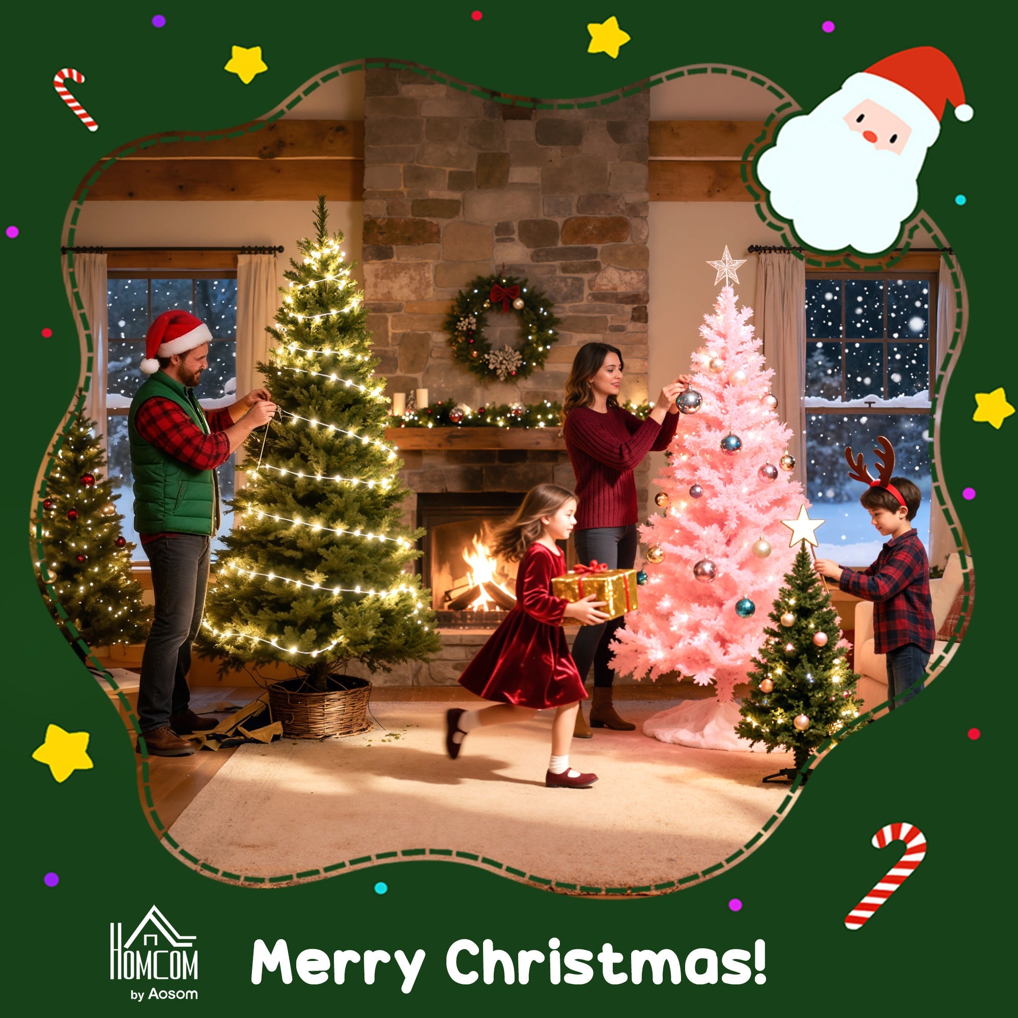 HOMCOM 7.5 ft Artificial Frosted Christmas Tree