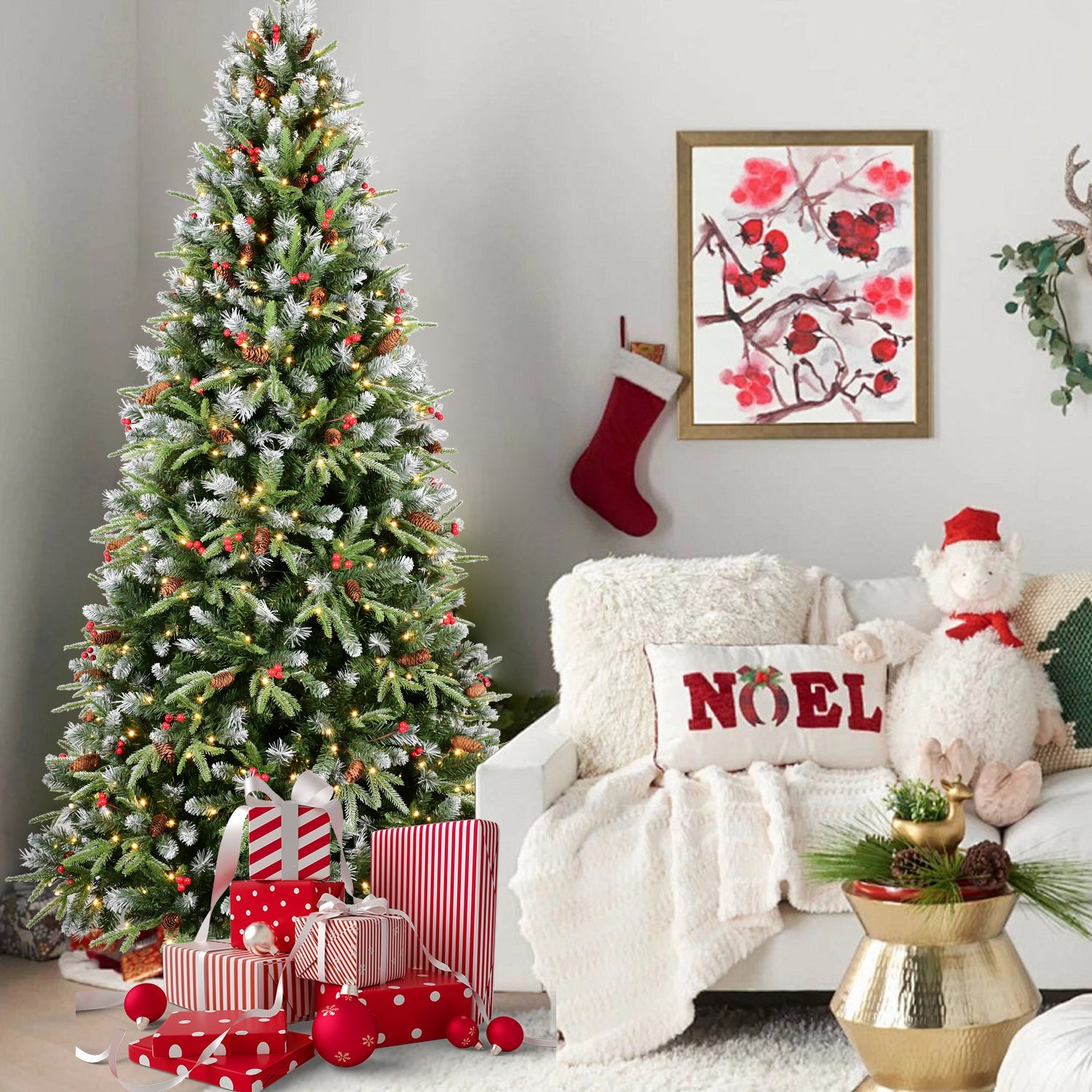 8FT Christmas Tree with 600 Warm Lights