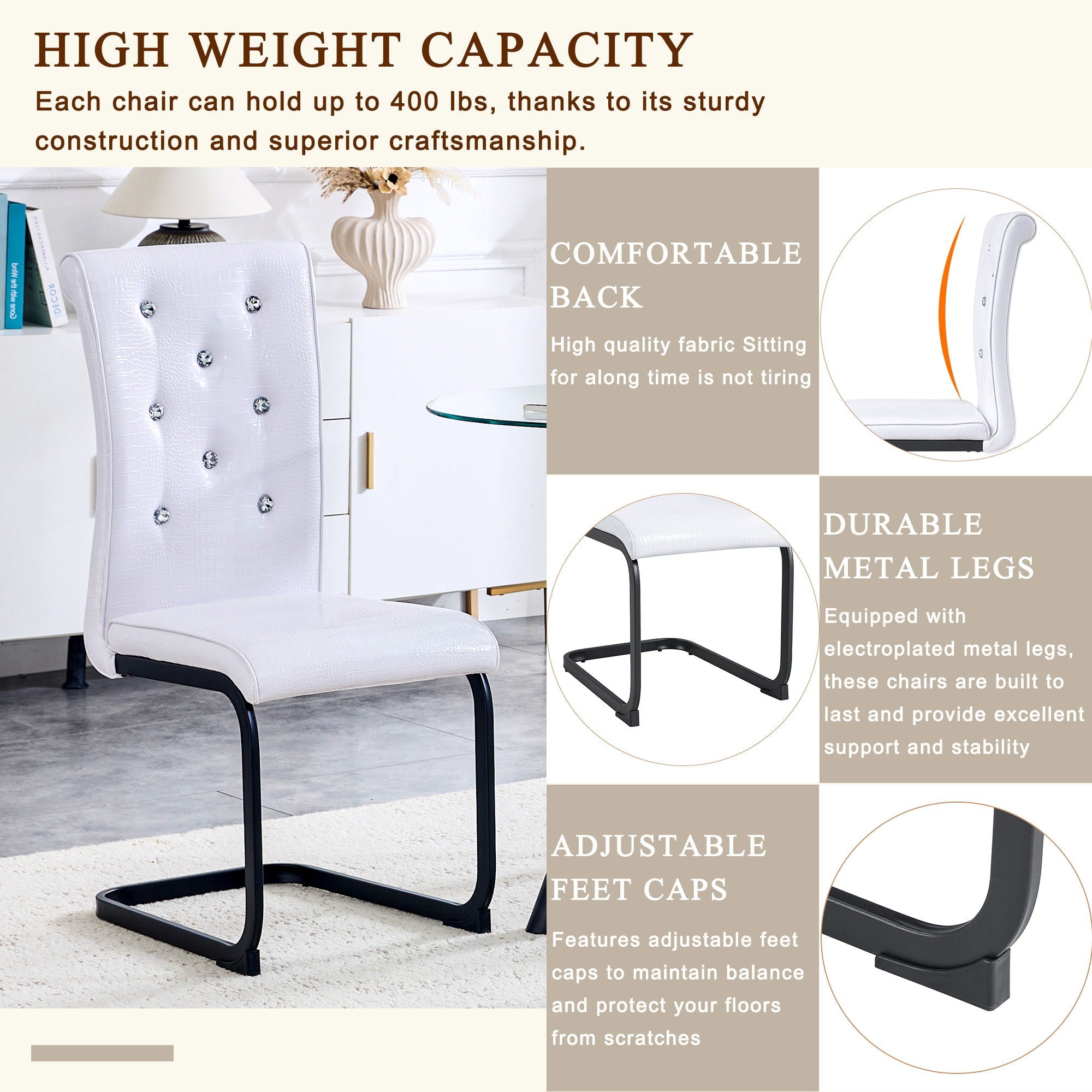 Alligator Skin Upholstered Dining Chairs