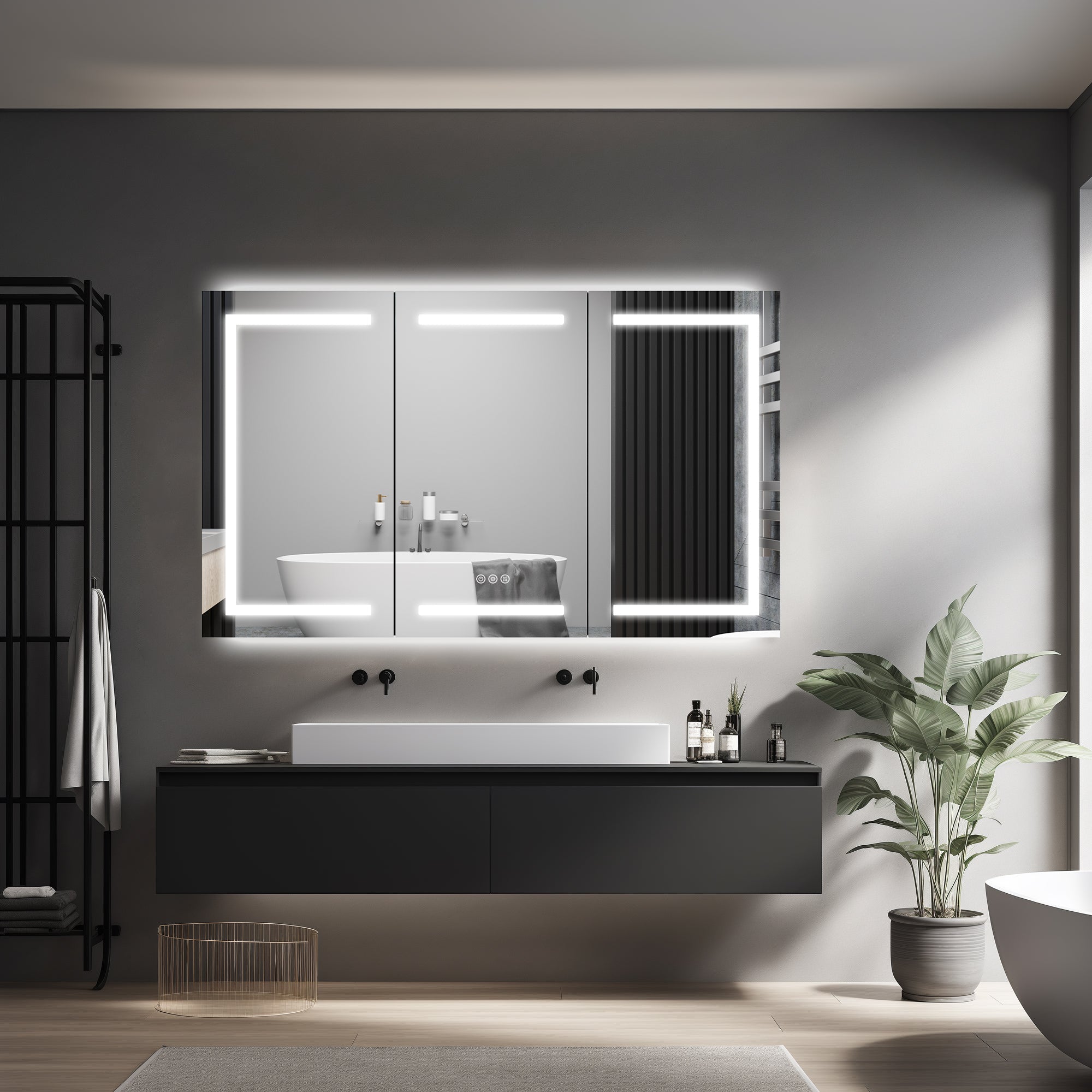 60 x 36 Inch LED Lighted Bathroom Medicine Cabinet