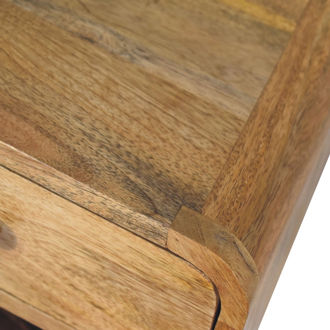 Solid Wood Mini Oak-ish Floating Open Bedside, 1-Drawer