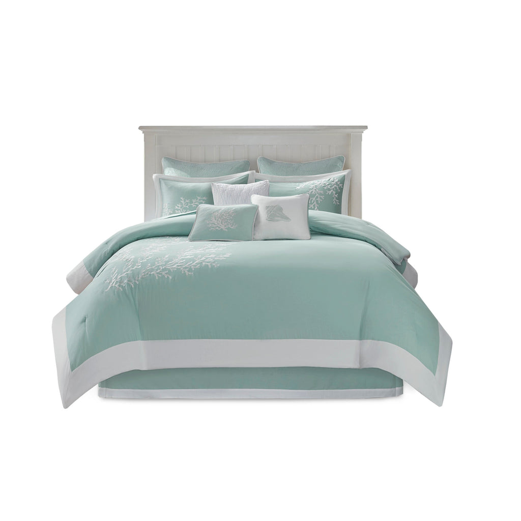 Oversized Cotton Jacquard Comforter Set Aqua King