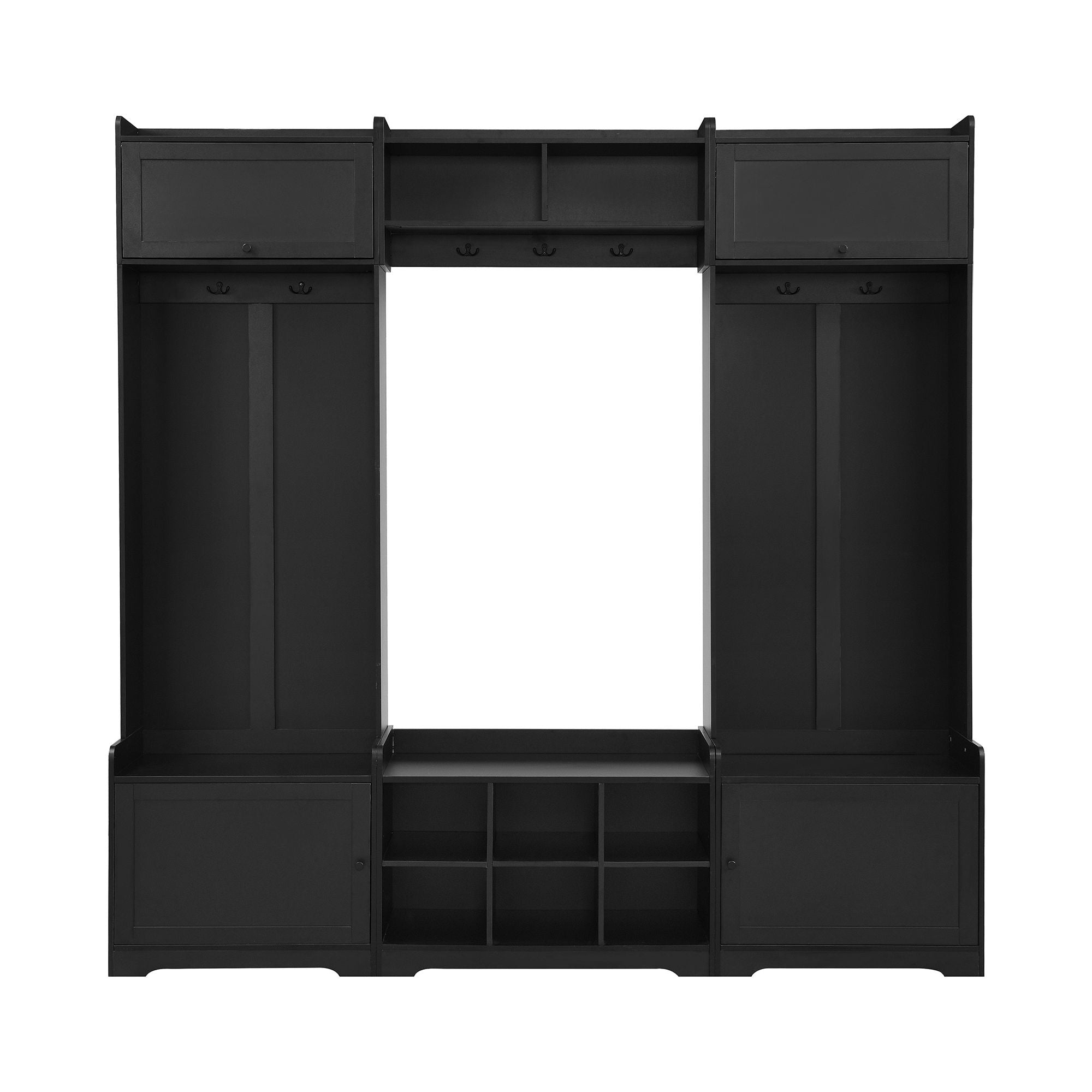 Wide Hall Tree With Shoe Storage, 4 In 1 Entryway Bench