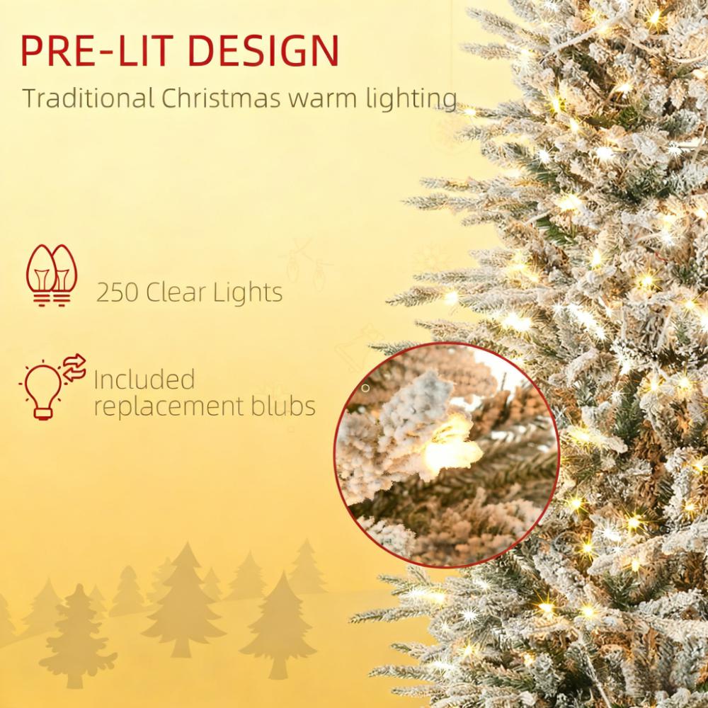 Artificial Flocked Christmas Tree with Warm Lights