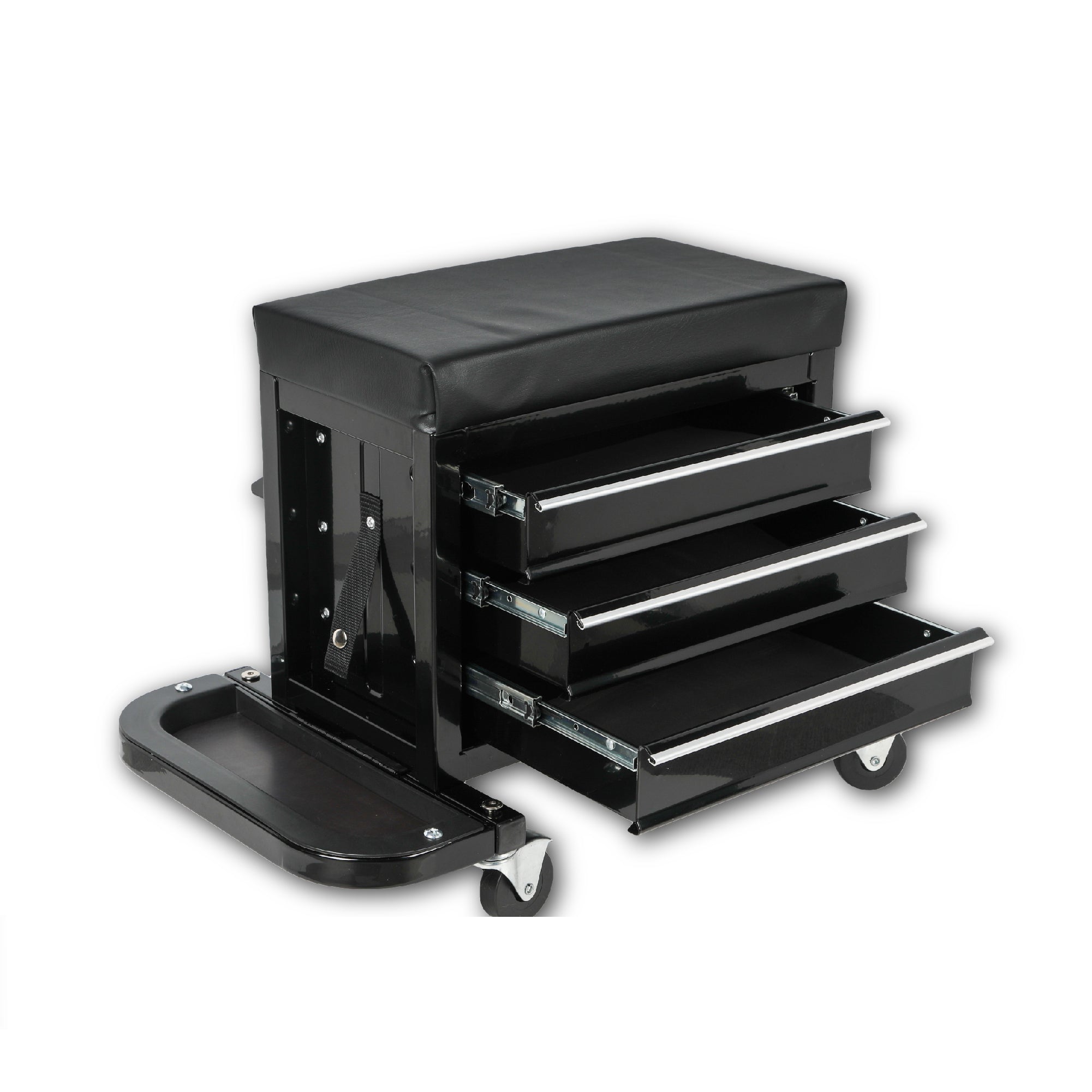 3-Drawer Tool Chest Rolling Mechanic Seat with Tool Trays