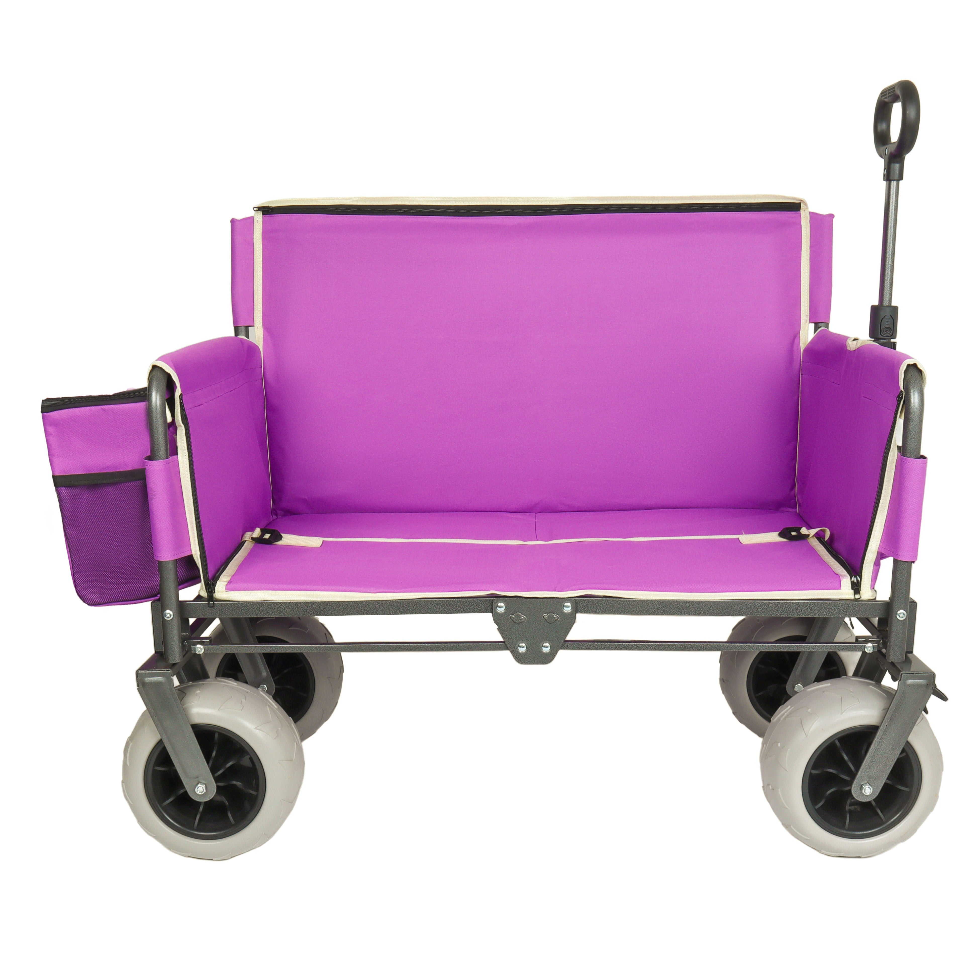 3-in-1 Heavy-Duty Folding Wagon Cart with Bench Seat & Storage