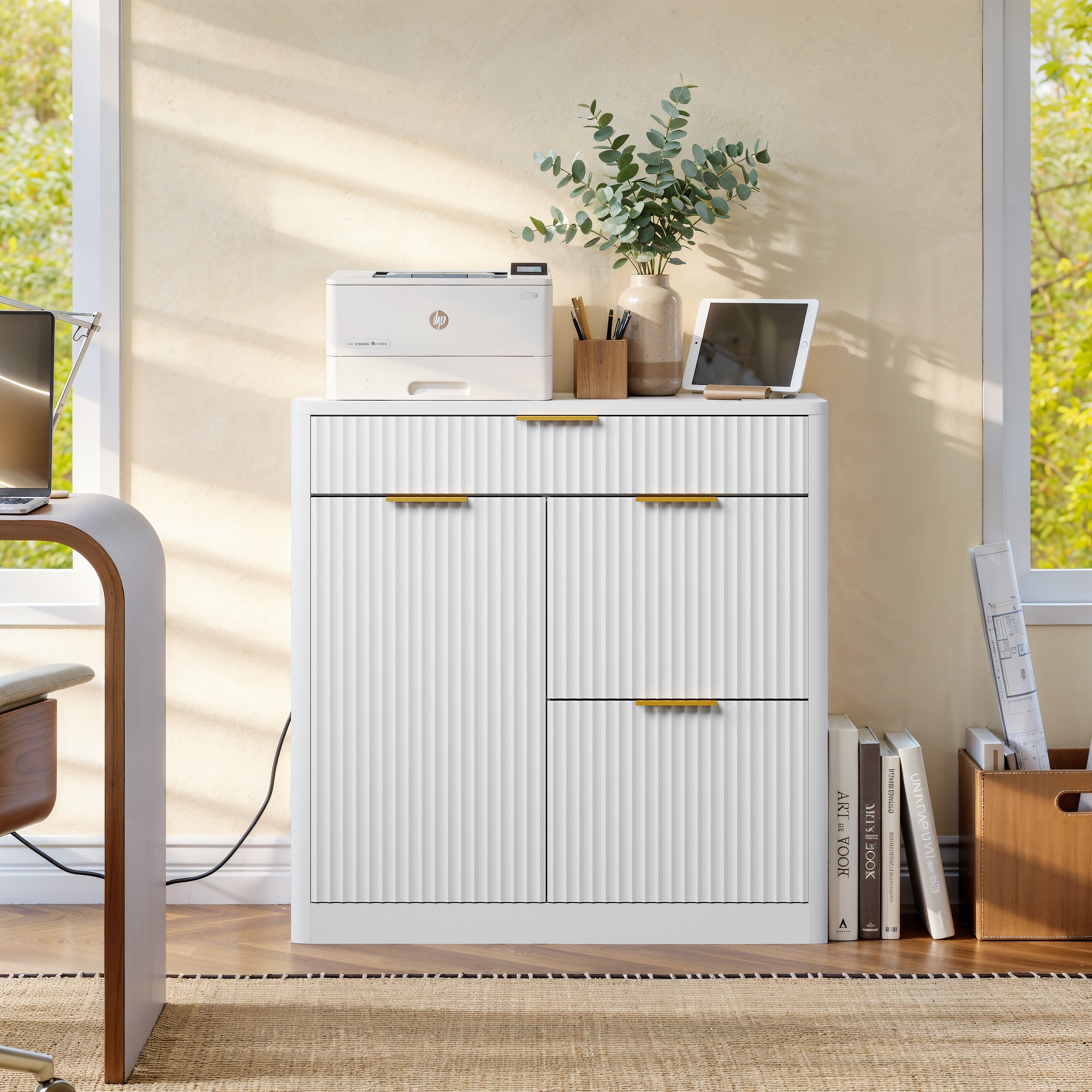 Freestanding Office File Cabinet with Built-in Charging Station