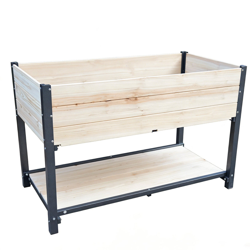 Solid Wood & Iron Frame Raised Garden Bed
