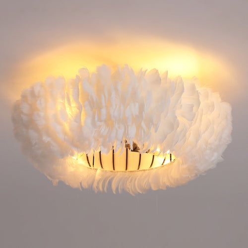 20" Feather-Dressed Caged Ceiling Fan with Remote and Light