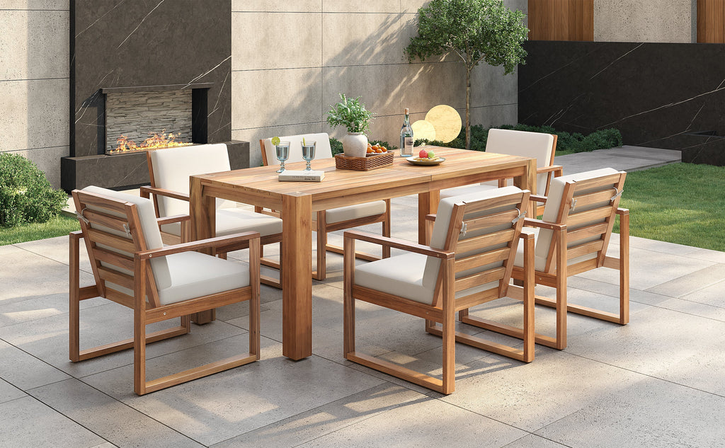 TREXM Patio Table and Chairs Set, 7-Piece Outdoor Dining Set for 6