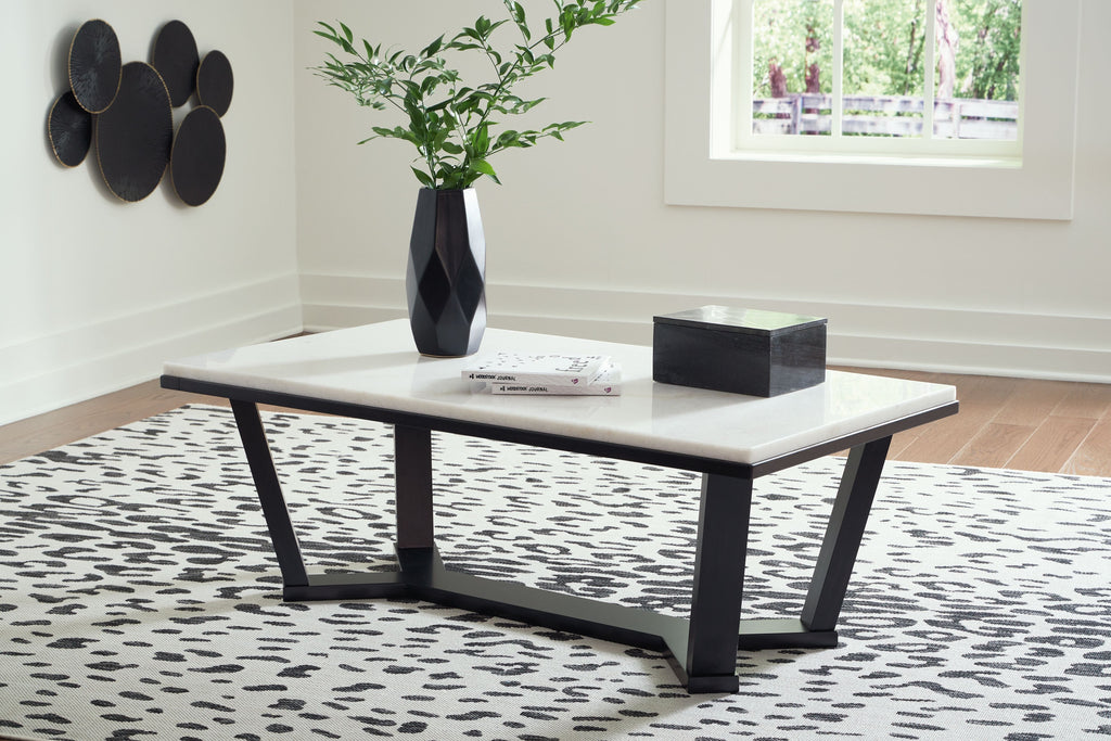 Fostead - Rectangular Cocktail Table - White / Espresso