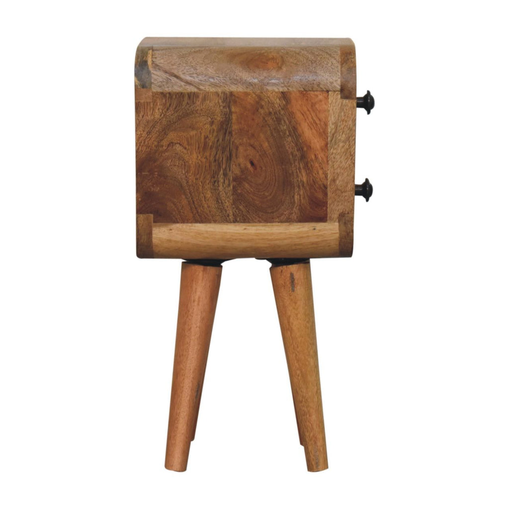 Solid Wood Extra Mini Curved Oak Bedside Table