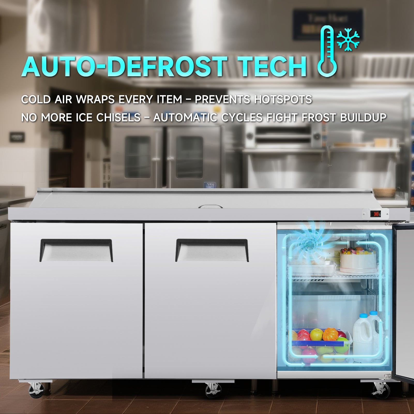 Orikool 72 IN Commercial Refrigerators Sandwich & Salad Prep Table