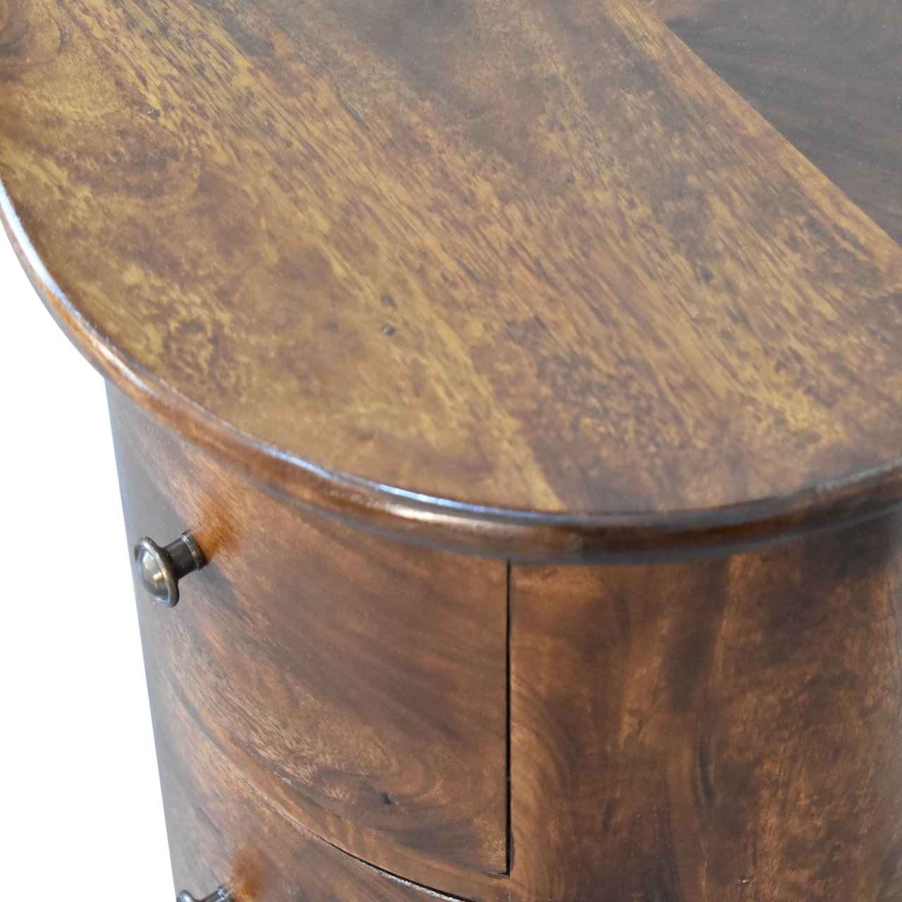 Solid Wood 3-Drawer Chestnut Drum