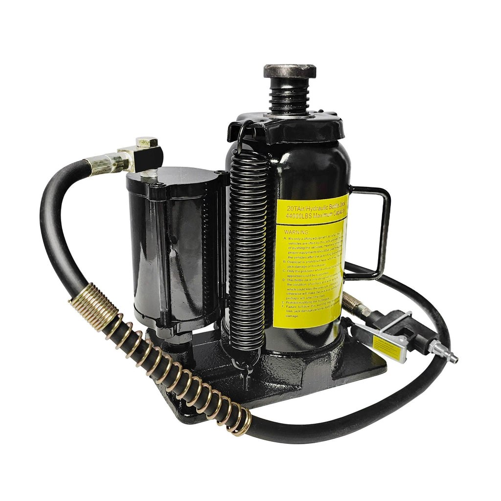 Air Hydraulic Bottle Jack, 20 Ton / 40000 Lbs Bottle Jack, 10.23-20.07-Inch Lifting Range, Manual Handle And Air Pump - Black