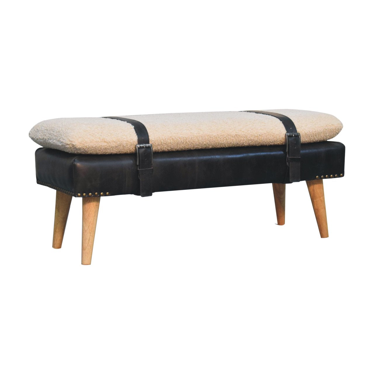 Bouclé Buffalo Hide Bench