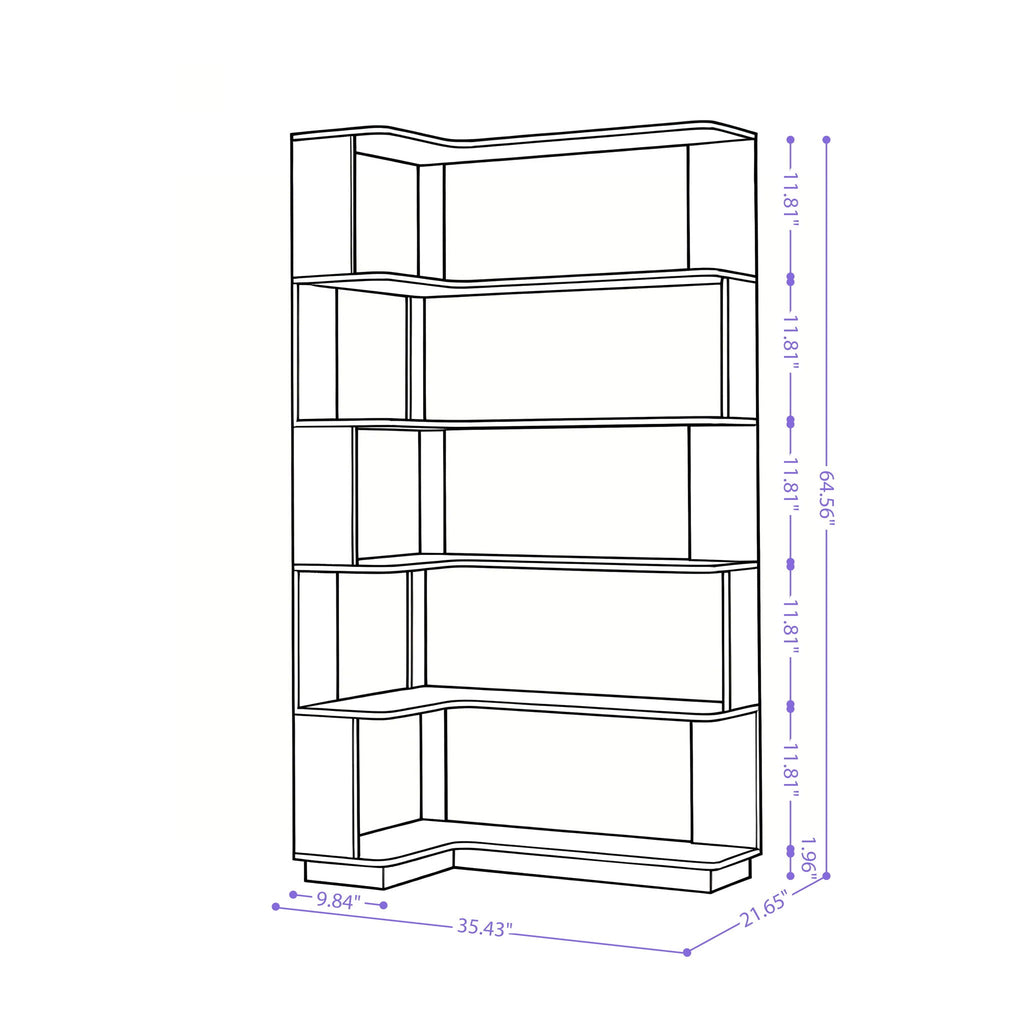 L-Shaped Design Corner Bookshelf