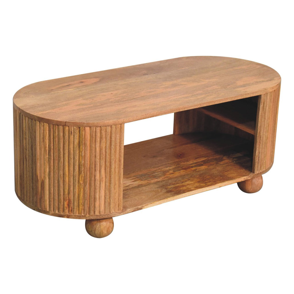 Solid Wood Soba Ball Coffee Table, Open Storage