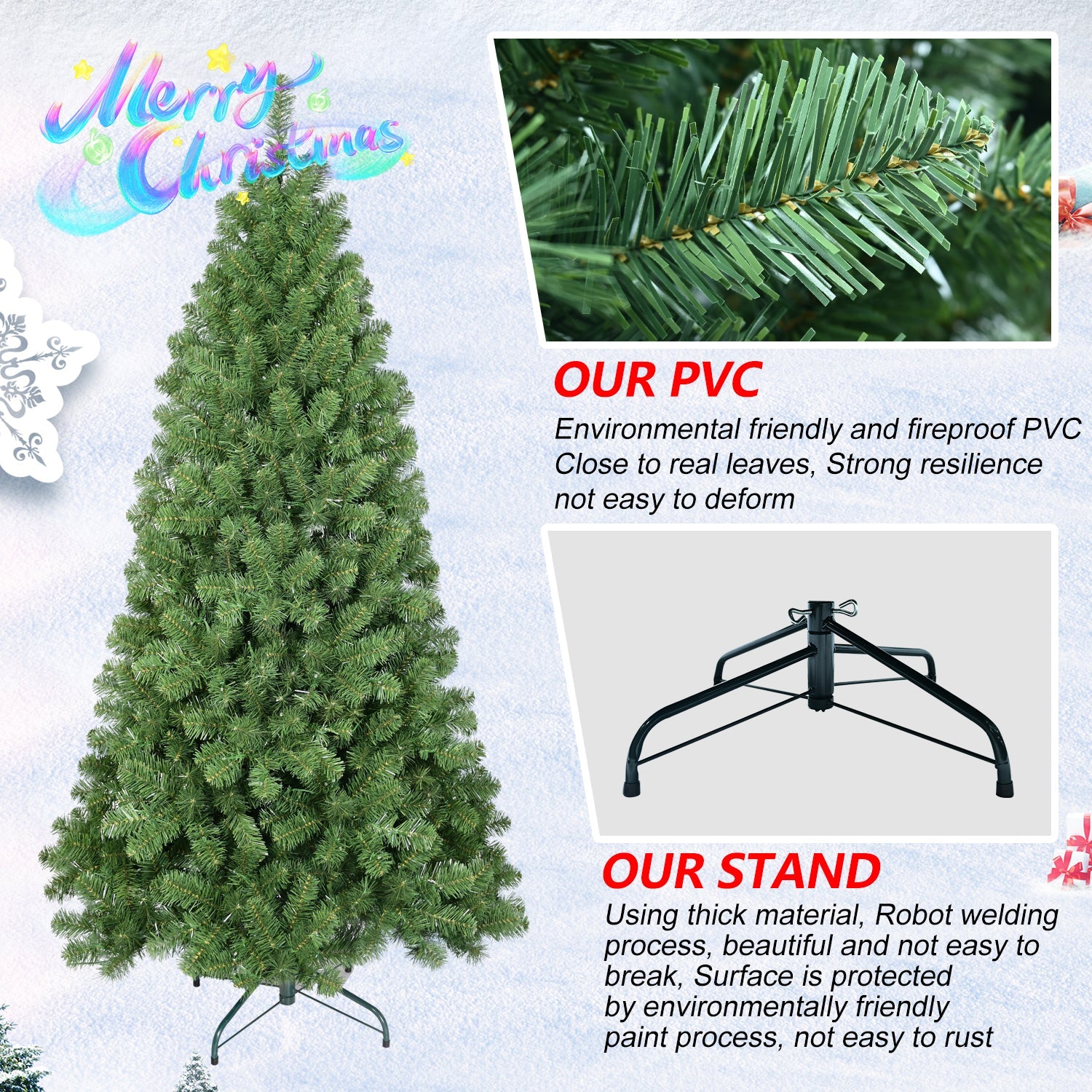 7ft Christmas Tree with Memory Wire, 1064 Tips