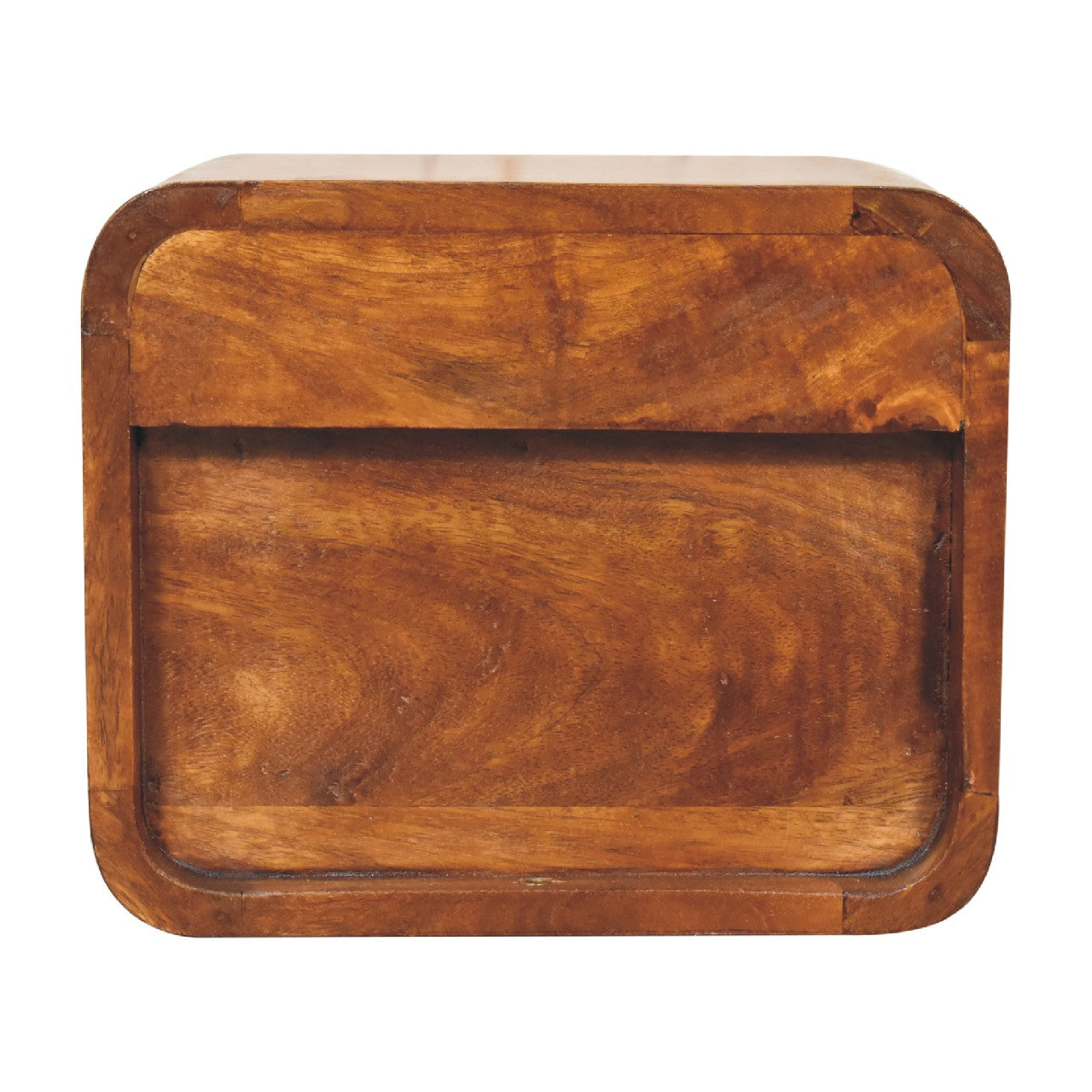 Solid Wood Mini Curve Floating Nightstand, 1-Drawer, 1 Open Slot, Chestnut