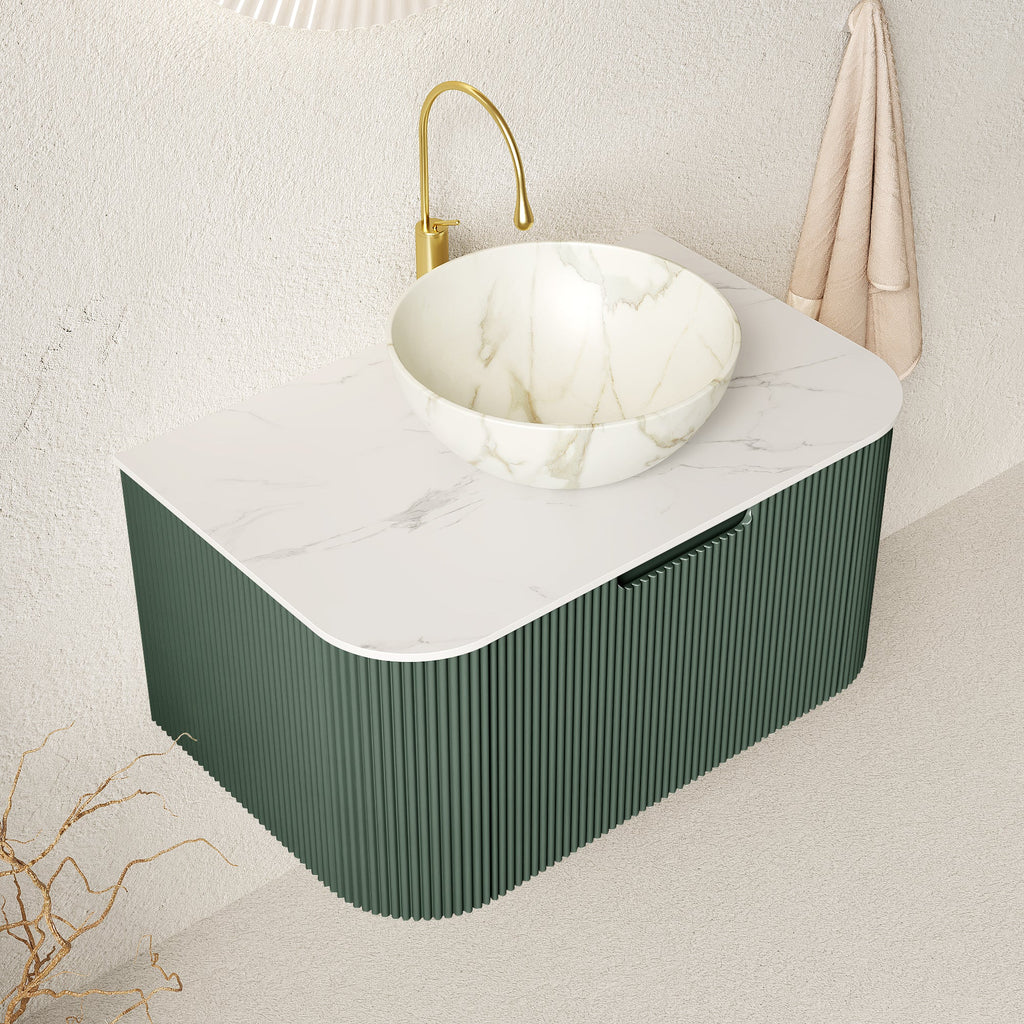 DINA 30" Bathroom Vanity & Sink, Floating Curved Edges
