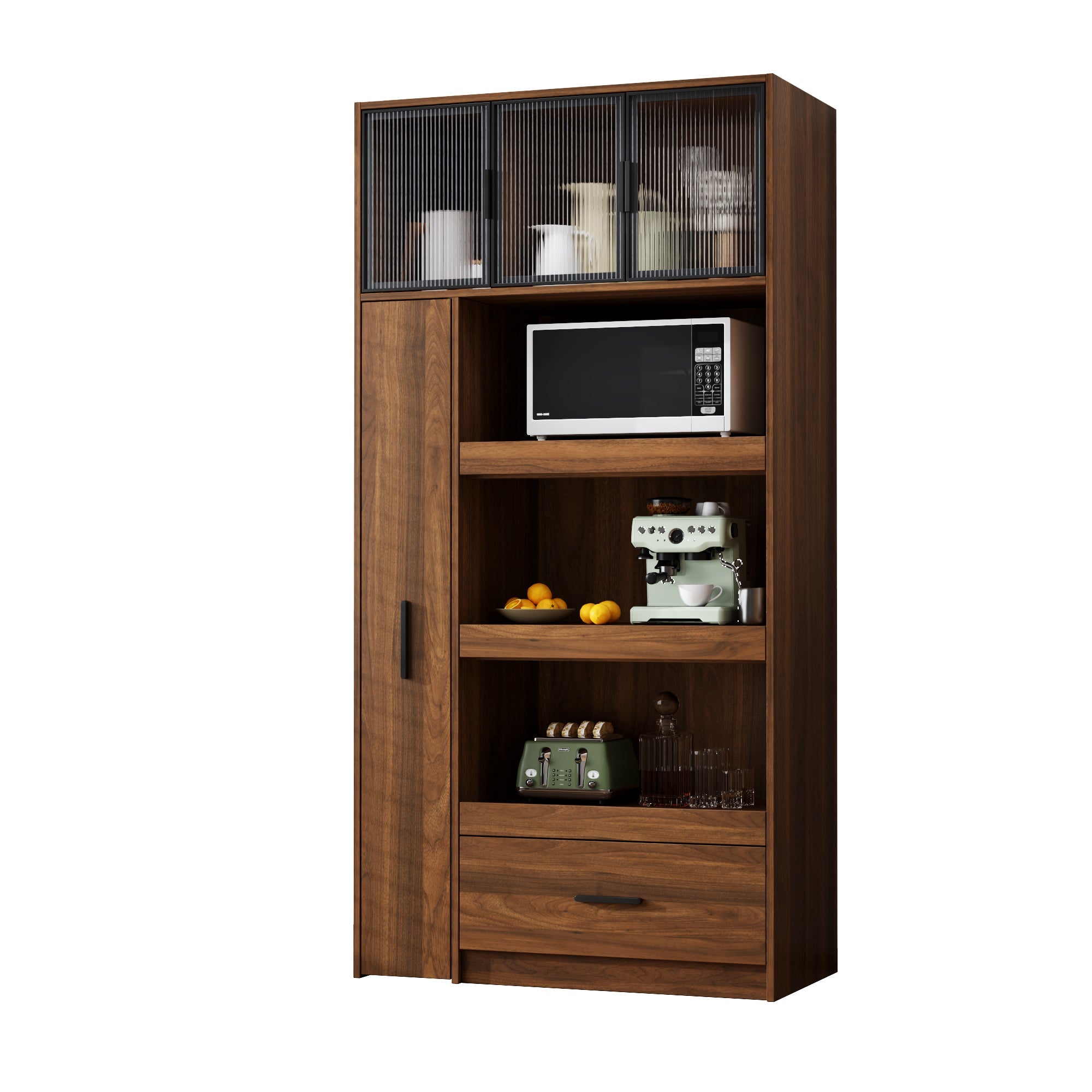 70.87" Tall Kitchen Pantry Cabinet with Multi-Tier Pull-Out Shelf