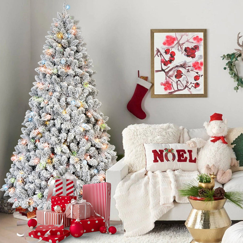 5FT Flocked Christmas Tree with 300 Colorful UL Lights