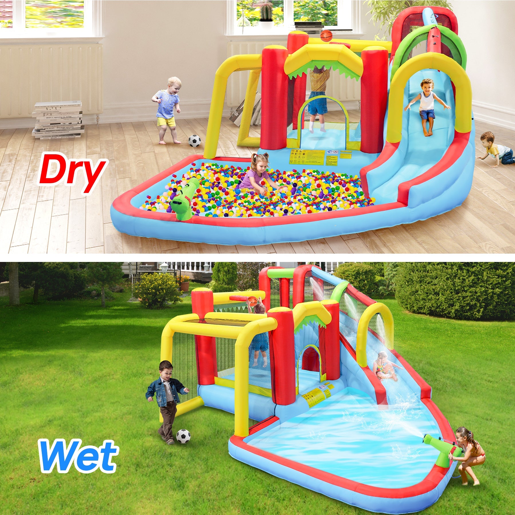 7-in-1 Inflatable Slide Water Park and Garden Bouncer