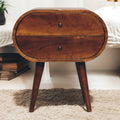 Solid Wood Large Chestnut Circular Bedside Table