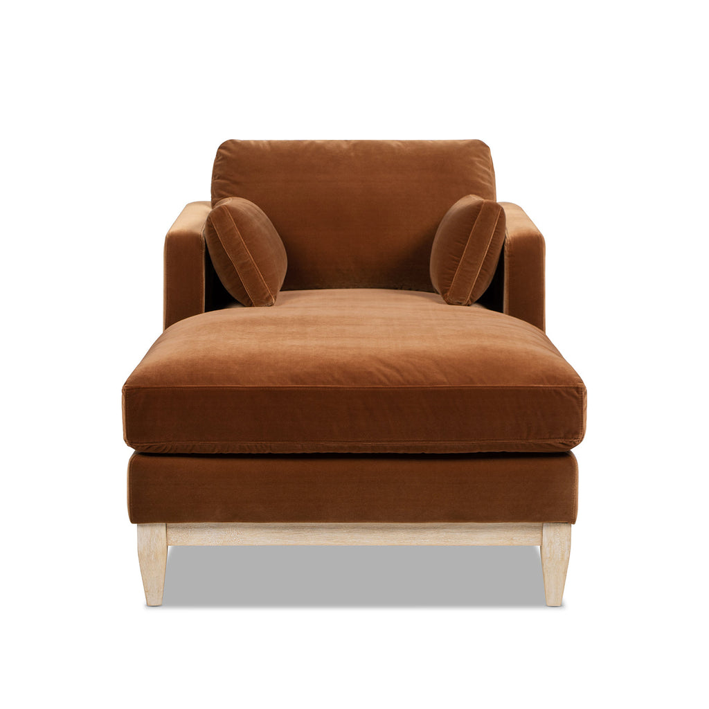 Knox 65" Modern Farmhouse Chaise Lounge Chair, Burnt