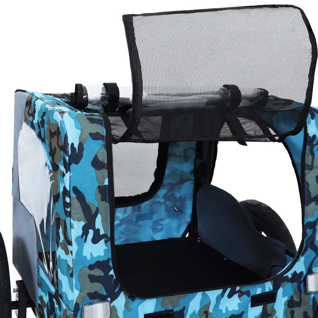 Outdoor Heavy Duty Collapsible Pet Bike Trailer with 16-Inch Wheels