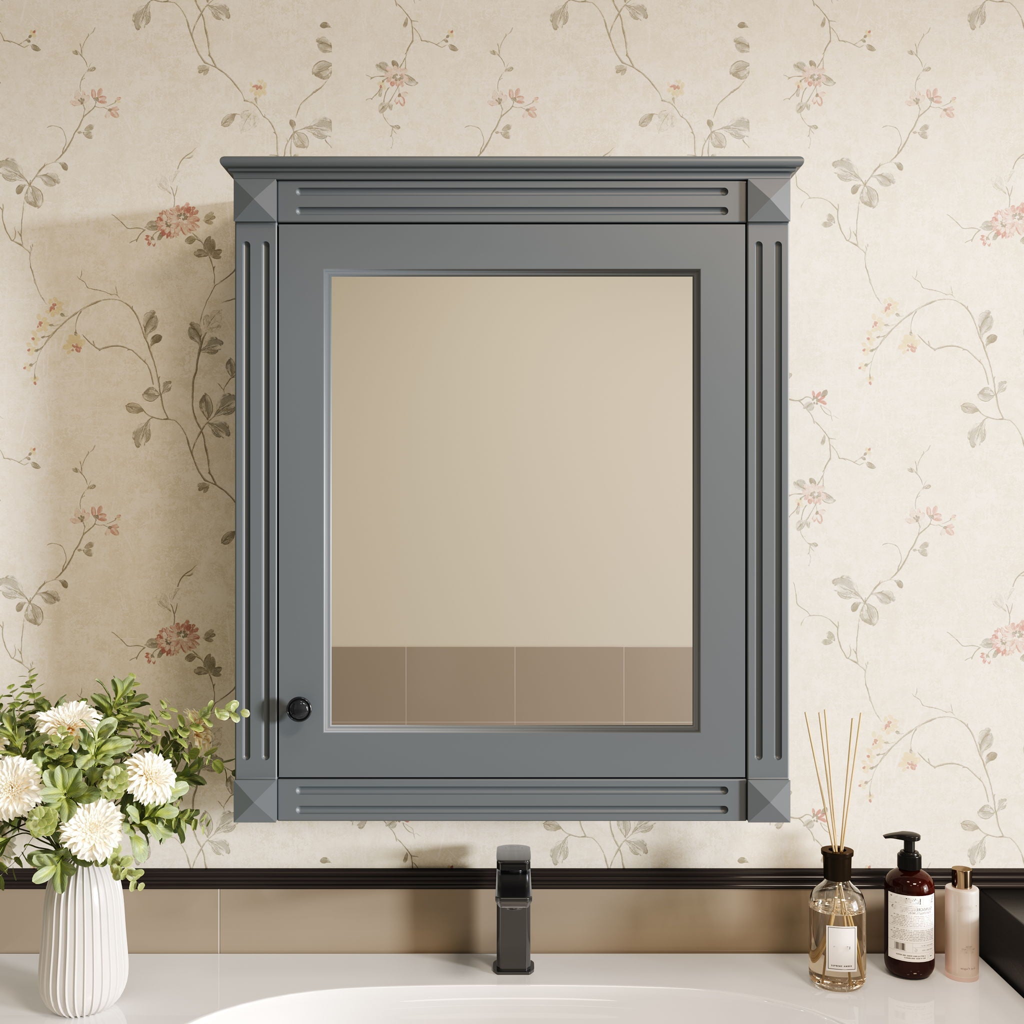 Wall Mounted Bathroom Storage Cabinet With Mirror, Medicine Cabinet With Height Adjustable Shelf