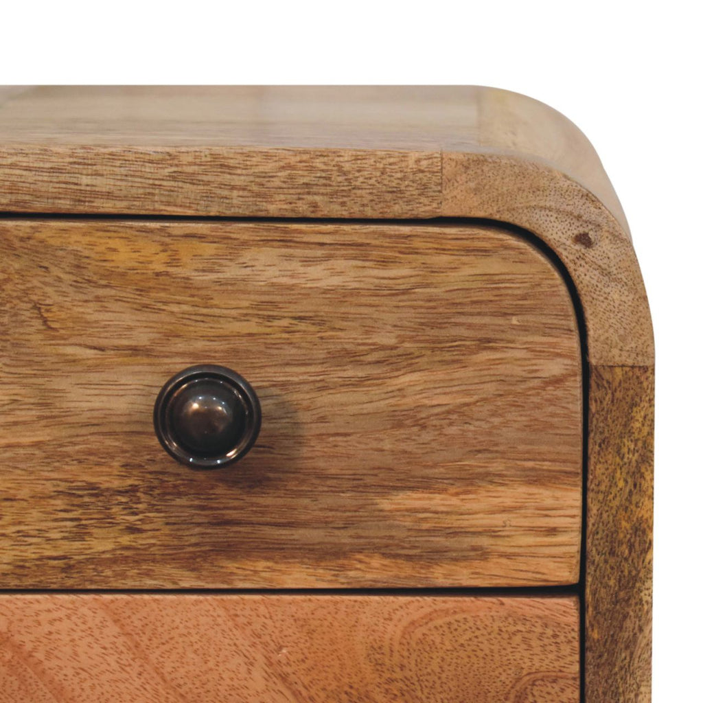 Solid Wood Extra Mini Curved Oak Bedside Table