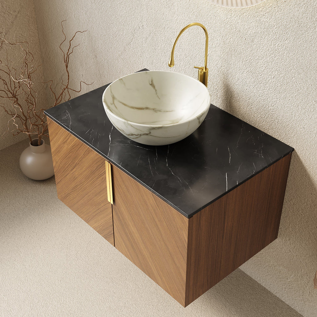 ARAI 30" Bathroom Vanity & Sink, Floating Plywood Storage Cabinet