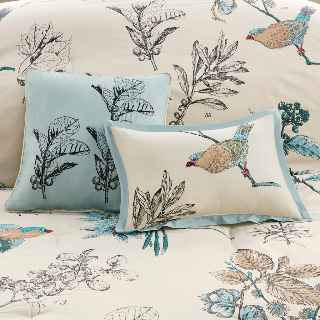 7 Piece Printed Cotton Twill Comforter Set Khaki King