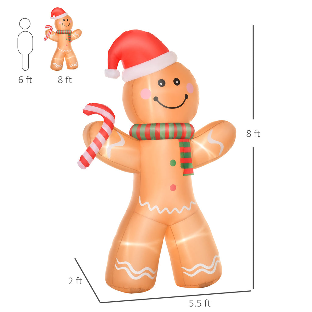 Outdoor Inflatable Gingerbread Man with Candy Cane